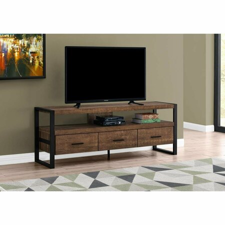 DAPHNES DINNETTE 60 in. Brown Reclaimed Wood Look TV Stand with 3 Drawers DA2433092